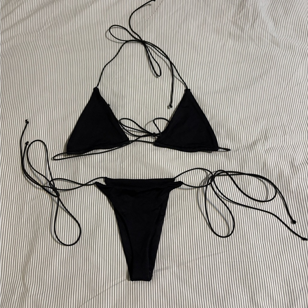 Tropic of C Black Triangle String Bikini Set Size XS